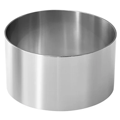 Imagen de FACKELMANN Aro redondo para emplatar alimentos salados, postres, frutas o dulces, en acero inoxidable, 7,5x4,5cm y 6,5x4,5cm, 2uds.