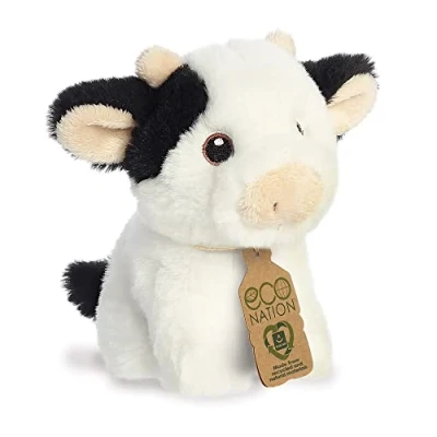 Imagen de Aurora, 35072, Eco Nation Mini Vaca, 13cm, Peluche, Negro &amp; Blanco