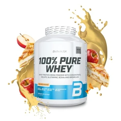 Imagen de BioTechUSA 100% Pure Whey Proteína en Polvo con BCAA y Glutamina Sin Gluten, Aceite De Palma, 2.27 kg, Tarta Manzana