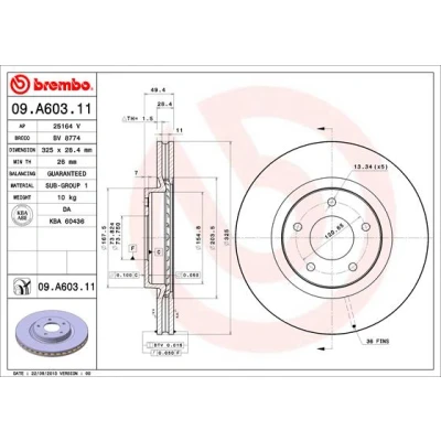 Imagen de BREMBO COATED DISC LINE 09.A603.11 Disco de freno 325 28,5 5 ventilación interna revestido JAGUAR: XK 8 Cabrio, XJ Berlina, Coupé