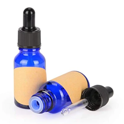 Imagen de stonylab 15ml (0,5 oz) 2 Pack Frasco Gotero de Vidrio, Botella Cuentagotas Vidrio Vacío Azul con Cónico, Tapón Interno y Etiqueta, para Fragancias Aromaterapia Aceites Esenciales