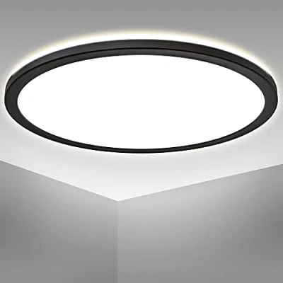 Imagen de B.K.Licht Plafon LED techo con retroiluminación indirecta, Ultra plano panel de luz 29mm, Lampara Moderna alto brillo, blanca neutra, 3000lm, Ø42cm, Energía eficiente 22W