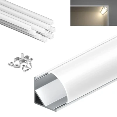 Imagen de KOSOOM Perfil aluminio para tiras LED, con clip de metal, cubierta mate antipolvo 1 m, 10 unidades, LL30, montaje en superficie, ancho máximo 11 mm, tamaño 15,8 x mm