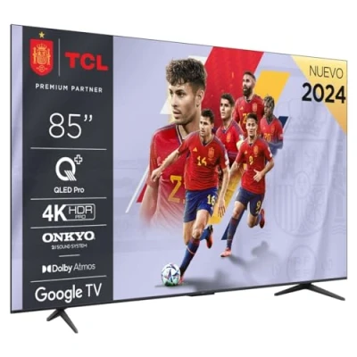 Imagen de TV QLED 85&quot; TCL 85C655, UHD 4K, Quad Core, Smart TV, Google Game Master 3.0, Dolby Atmos, Brushed titanium metal front