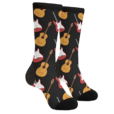 Imagen de EujGvboU calcetines divertidos para hombre, casuales de moda, guitarra, Talla única