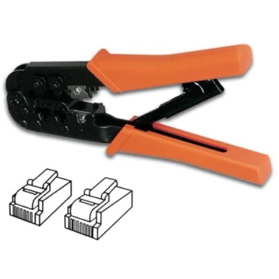 Imagen de Toolland Alicates de enmascaramiento multifuncional, para conectores modulares RJ11, RJ12 y RJ45