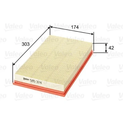 Imagen de VALEO 585374 Filtro de aire 42 174 303 Cartucho filtrante PEUGEOT: 206 Hatchback, 207 307 CITROËN: Xsara Picasso, Berlingo II