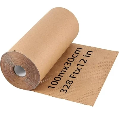 Imagen de HAKZEON Papel de Embalaje Panal 30 cm x 100 m, Perforado Abeja, Protector Amortiguación Kraft, Para Embalar Objetos Frágiles