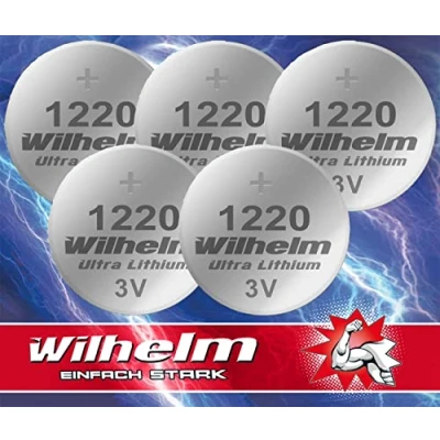 Imagen de Wilhelm DL1220 Pilas de botón (litio, CR1220, 3 V, 40 mAh, diámetro 12 x 2,0 mm, 5 unidades)