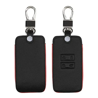 Imagen de kwmobile Carcasa Compatible con Renault Llave de Coche Smart Key 4 Botones (Solo Keyless Go) Funda Cuero sintético Case para Mando Control Auto Negro Mate/Rojo