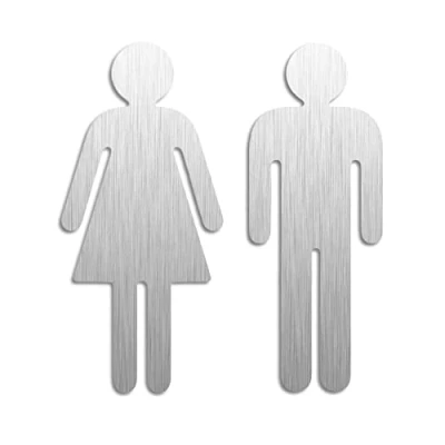 Imagen de Senales Aseos Baño WC Mujeres Hombres Conjunto de 2 Acero Inoxidable 120 mm