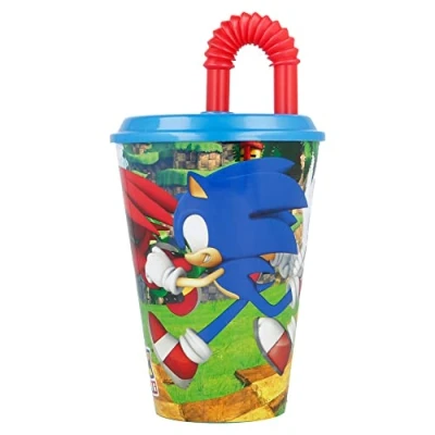 Imagen de Vaso Infantil Reutilizable con Tapa y Pajita de 430 ml Sonic