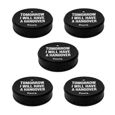 Imagen de Fisura Tapa vasos antidroga &quot;Will have a hangover&quot; 5 unidades. Protector de bebida original. Cubierta para bebidas reutilizable. Protección vaso antiderrame hecho silicona. unidades