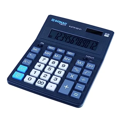 Imagen de Donau Tech Office K DT5122 01/12 dígitos Calculadora (201 x 155 35 mm, Color Negro/calculadora Dual Power Solar Funciona con Pilas/diseño Compacto/5 años de garantía)