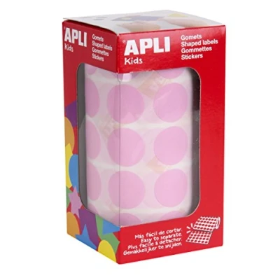 Imagen de APLI Kids 11489 Rollo de gomets redondos 20 mm, color rosa
