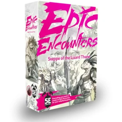 Imagen de Epic Encounters: Steppe of The Lizard Thane juego de mesa rol fantasía con 20 miniaturas detalladas, alfombrilla doble cara y libro aventuras Game Master estadísticas