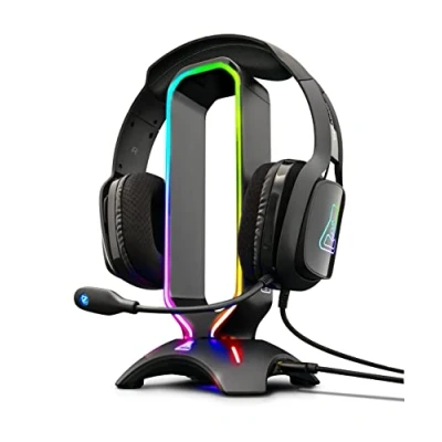 Imagen de The G Lab K Stand Radon Soporte Gaming para Cascos Retroiluminación RGB, USB HUB 2 x 2.0, Base Anti Deslizante Universal PC PS5 Xbox One Nintendo Switch Nuevo