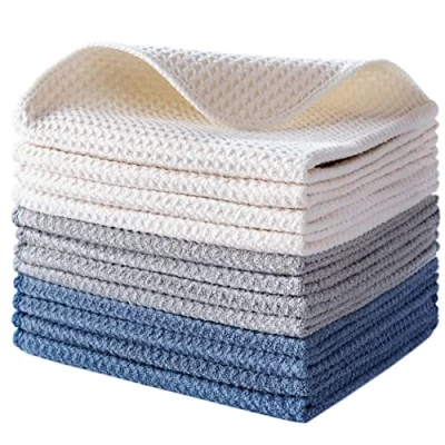 Imagen de Polyte Paño de Cocina Microfibra con Punto gofrado Premium Azul Oscuro, Gris, Blanco Roto 30 x cm Pack 12