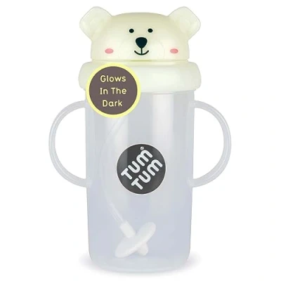 Imagen de TUM Tippy Up vaso para beber de flujo libre (sin válvula), niños pequeños, 200 ml, sin BPA (oso polar Pete, 300 ml)