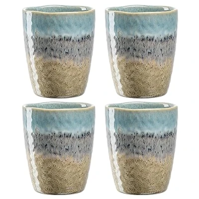 Imagen de LEONARDO Matera juego de 4 tazas cerámica, capacidad 300 ml, hechos a mano, aptos para microondas, lavavajillas, en azul/antracita/beige