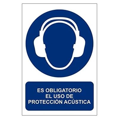 Imagen de Becral® Señal de obligación OBLIGATORIO PROTECCION ACUSTICA material adhesivo tamaño 100X150mm (ref.RD26615)