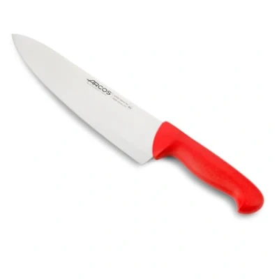 Imagen de Arcos Cuchillo Cheferie 2900 Hoja Acero Inoxidable Nitrum 10&quot; con Mango Polipropileno Rojo Plateado Higiene istema Identificación Coloreguridad Alimentaria (7&#039;&#039;). Serie 2900. Color Rojo.