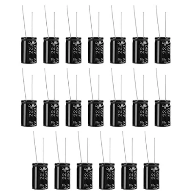 Imagen de Condensadores polarizados electrolíticos, 20Pcs 450V 22uf 105 ℃ Conductores largos con amplificador de tubo electrolítico axial