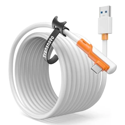 Imagen de TRANSNOVO Cable Link de 5 Metros Compatible con Meta/Quest 3/3S/2/Pro y Pico4/Pro Accesorios PC/Steam VR, Transferencia Datos Alta Velocidad, USB 3.2 a C para Auriculares VR