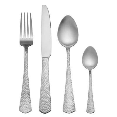 Imagen de Mikasa Broadway juego de cubiertos acero inoxidable 16 piezas, plateados para 4 Incluye cuchillos, tenedores, cucharas postre y cucharaditas, apto