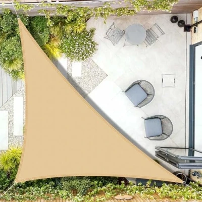 Imagen de AXT SHADE Toldo Vela de Sombra Impermeable Triangular 4x4x5,65m Protección Rayos UV para Exterior Terraza Patio Jardín Arena