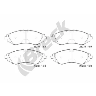 Imagen de BRECK 23234 00 701 10 Juego de pastillas freno con avisador acústico desgaste accesorios CHEVROLET: Aveo / Kalos Berlina, Lacetti Hatchback