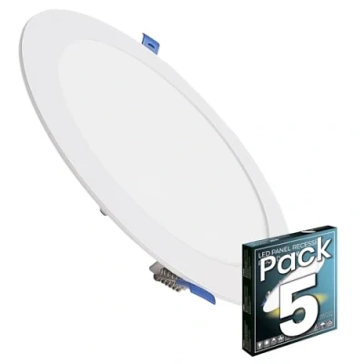 Imagen de LED ATOMANT Pack 5x Downlight Panel Extraplano Redondo 220mm 20W, 2100 lumenes, Color Luz Fria (6500K), Corte estandar 200mm, Driver incluido