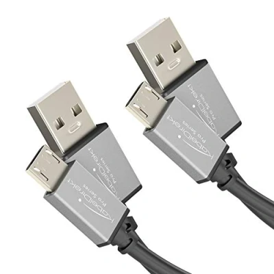Imagen de KabelDirekt Cable Micro USB 2.0 2X 1m (Cable de Datos Alta Velocidad y Carga, Adecuado para Smartphones tabletas con conexión USB, Negro/Space Grey) Pro Series