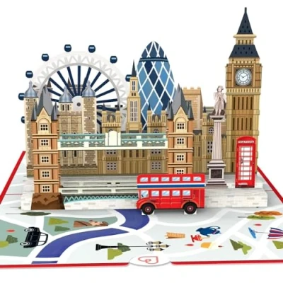 Imagen de papercrush® Tarjeta desplegable de Londres cumpleaños 3D utilizable como vale viaje a para mujeres y hombres, regalo dinero viajes la ciudad, hotel