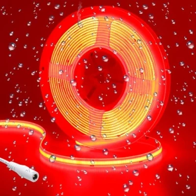 Imagen de GOMING Tira LED COB 24V Rojo 620nm 5M Impermeable IP65 Alto Densidad 480LED/M Alta Brillo Luminiscencia Lineal de Luces para Gabinete Patio Jardín Pasillo y más(Sin Alimentación)