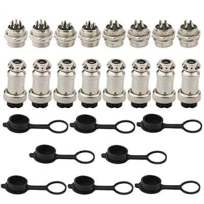 Imagen de RUNCCI YUN 4/5 /8 Pines Conector de aviación, 4 4pcs, 5 pines2pcs, 8 2pcs Metal Enchufe la 8tapas Protectoras Goma