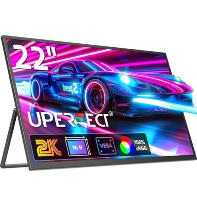 Imagen de UPERFECT Monitor Portátil 22 Pulgadas 2K, Pantalla Móvil IPS 2560 * 1440 Soporte Integrado Mini HDMI USB C para PC Laptop Smartphone Xbo Switch PS4/5, Segundo Compatible con VESA