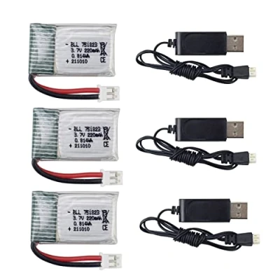 Imagen de 3PCS 3.7V 220mAh Batería de Litio con Cable Carga USB para E010 E010C E011 E011C E013 GoolRC T36 NINHUI NH010 F36 H36 HS210 Quadcopter RC Drone