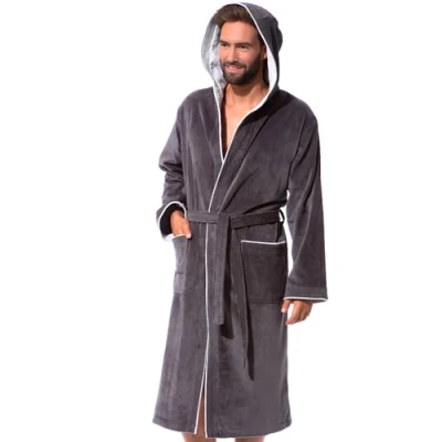 Imagen de Morgenstern Bata de Baño Hombre con Capucha, Algodón Talla L, Gris