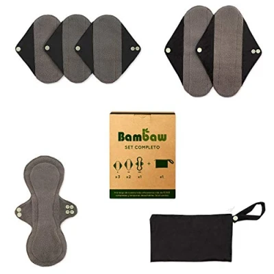 Imagen de Compresas Reutilizables Ecológicas Set de Lavables Para Mujeres Pack Salvaslip Reutilizable Todo Tipo Flujos 7 Tela Productos Ecológicos Bambaw