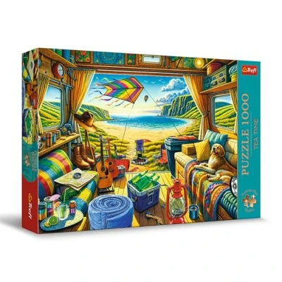 Imagen de Trefl Premium Plus Quality Puzzle Tea Time: de Viaje con la Caravana 1000 Piezas, Serie imágenes nostálgicas Pintura, Ajuste para Adultos y niños a Partir 12 años