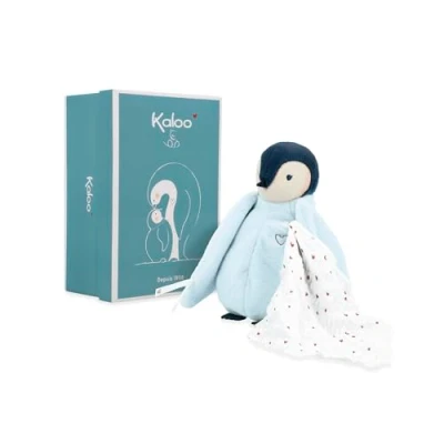 Imagen de Kaloo Kissing Plush Blue Penguin 20 cm Soft Polyester and Micro Velvet Companion Gift Boxed Set for Babies Toddlers Early Development Toy from Birth K212002