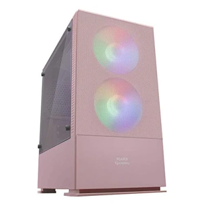 Imagen de Mars Gaming MCZP, Caja PC Compacta Premium, MicroATX, Panel + Frontal Mesh, Rosa