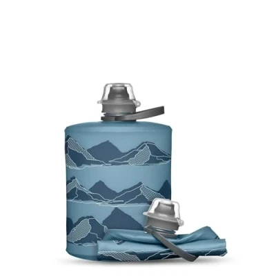 Imagen de HydraPak Stow Moutains (500 ml) Azul Tahoe botella de agua plegable viaje ultraligera y plegable, flexible para esquí, senderismo, ciclismo o escalada