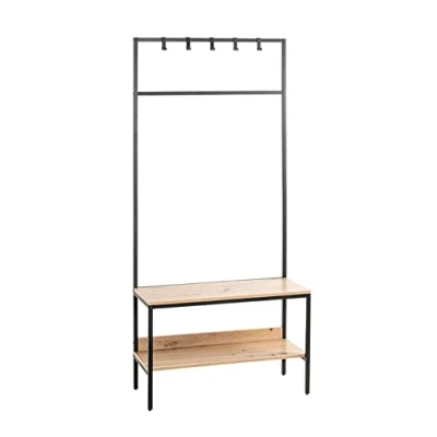 Imagen de HAKU Möbel Armario de pie roble, negro, MDF, metal Dim.: AN 80 cm x AL 180 P 35 cm, Estilo: Moderno