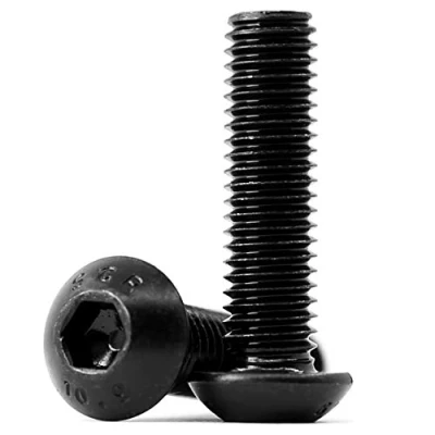 Imagen de (40 unidades) tornillos de cabeza alomada M5 x 35 mm con hexágono interior, acero al carbono 10,9 grados, rosca completa, color negro