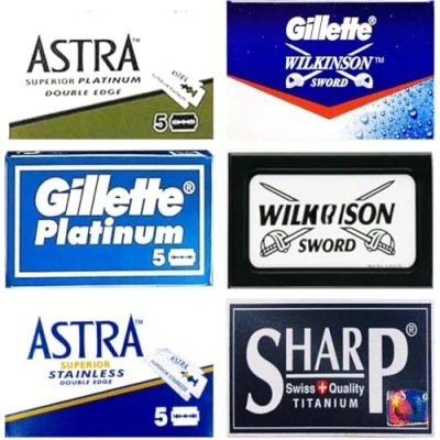 Imagen de Cuchillas de afeitar Astra Platinum, Gillette WiIkinson Sword, Sharp Titanium, Permasharp, Stainless, Platinum New