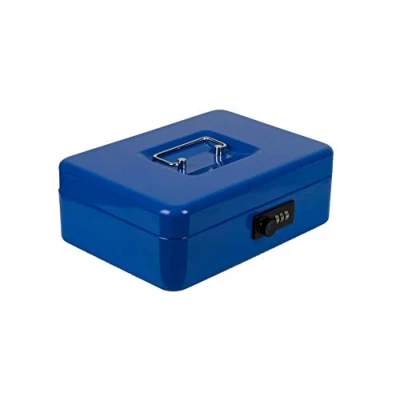 Imagen de Burg Wächter Money Code 5025 Caja de caudales con cerradura combinación e inserto para dinero duro, chapa acero, color azul
