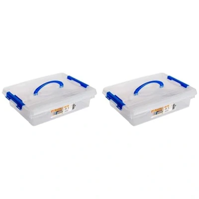 Imagen de AC Pack de 2 Cajas Almacenamiento Fabricado en plástico Contenedor para almacenar Juguetes, Libros, Ropa, Mantas N.º 29 36 x 52 27,5 cm 5 litros
