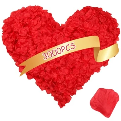 Imagen de Waymaytecy 3000 Piezas Pétalos de Rosas Artificiales, Falsos Rojos para Proponer, Decoración, Cumpleaños, Boda, Aniversario, Fiesta, Día San Valentín, Ambiente Romántico